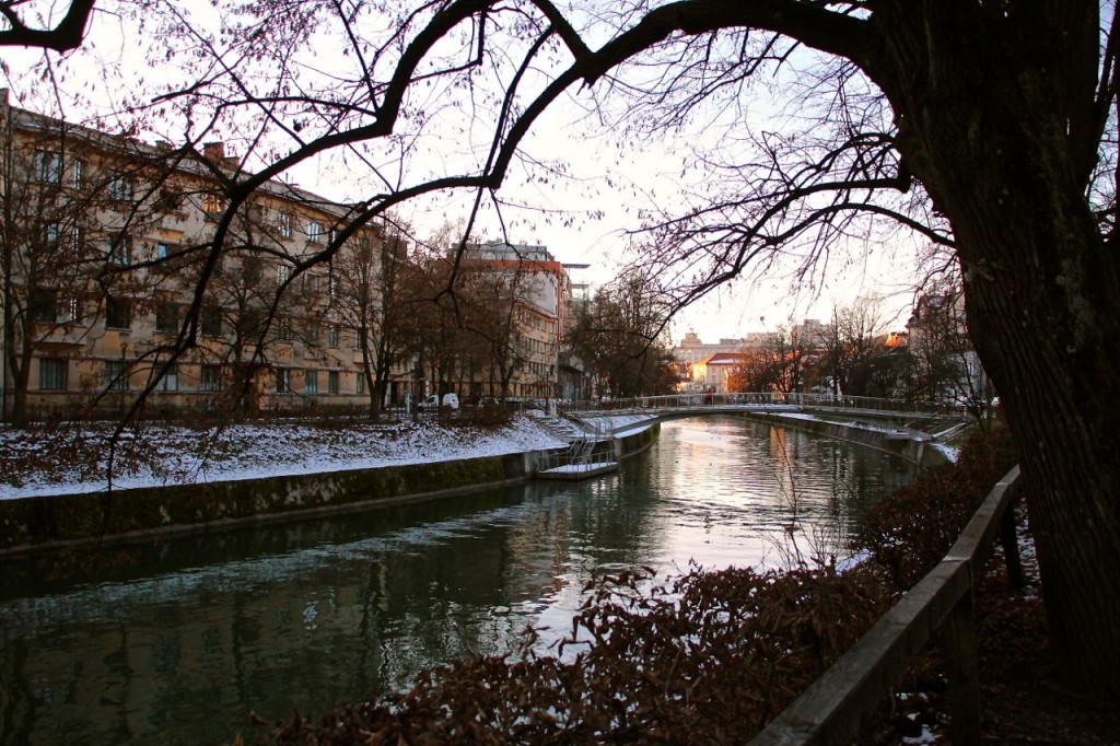 Ljubljana River, winter stroll 