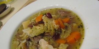delicious Duck confit, bean and savoy cabbage soup